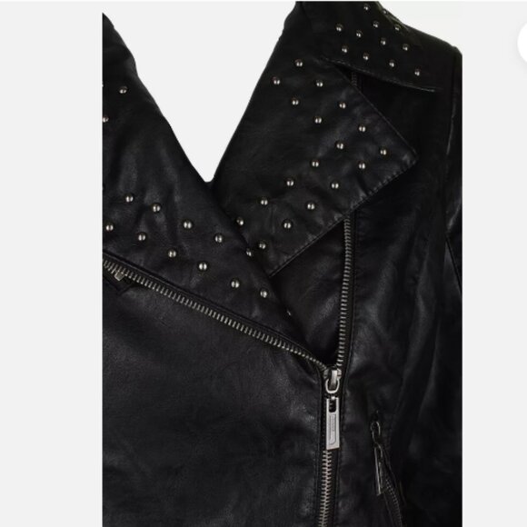 Jou Jou classic black silver studded faux-leather jacket - Picture 4 of 4